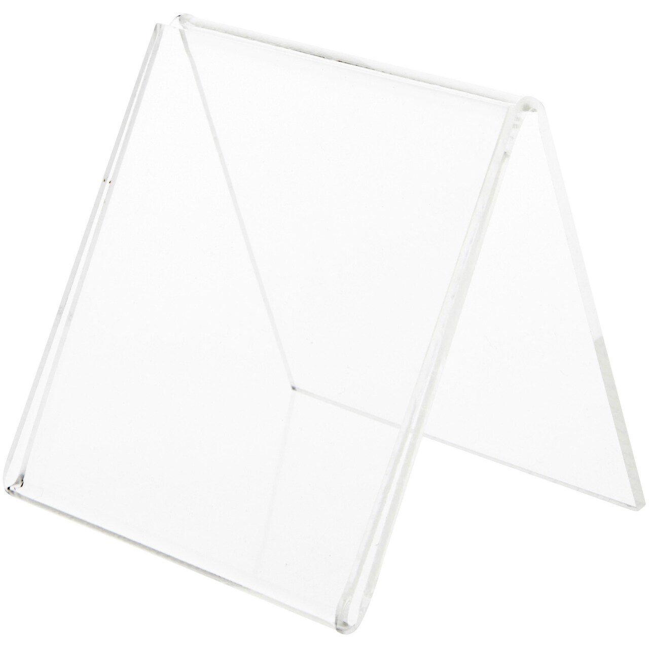 Plymor Clear Acrylic Folded A-Frame Holder for 1 Sign or Photo, 3.5" H x 3.5" W x 3" D